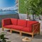 GDFStudio Brava Outdoor Modular Acacia Wood Sofa with Cushions